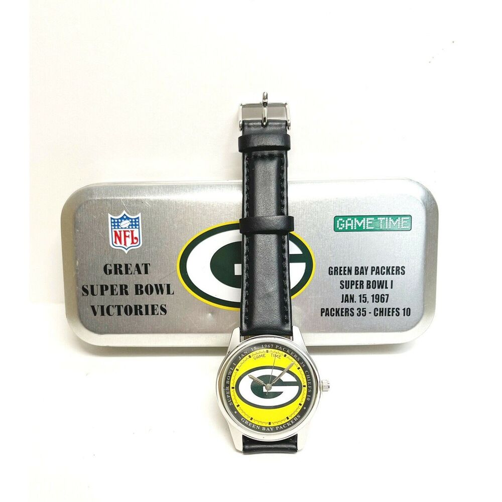 Superbowl I Game Time Shop Wrist Watch . Green Bay Packers . New in the Box